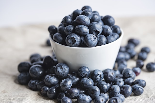 Fresh blueberries piled together